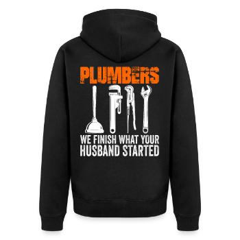Plombiers plombiers plombiers - Veste à capuche bio Premium Unisexe - noir - Dos - Nico (187cm)