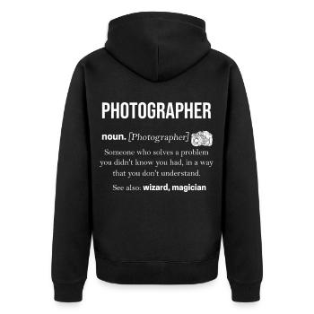Photographe - Veste à capuche bio Premium Unisexe - noir - Dos - Nico (187cm)