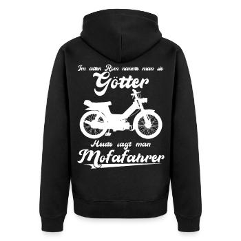 Mofa Spruch - Mofafahrer Witz Moped - Unisex Premium Bio Zip Hoodie - Schwarz - Hinten - Nico (187cm)