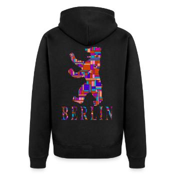 Berlin T-Shirt - Berlin Bär Shirt - I Love - Unisex Premium Bio Zip Hoodie - Schwarz - Hinten - Nico (187cm)