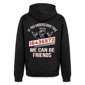 Car Mechanic V8 Motor Car Fan - Unisex Premium Organic Zip Hoodie - black - Back - Nico (187cm)