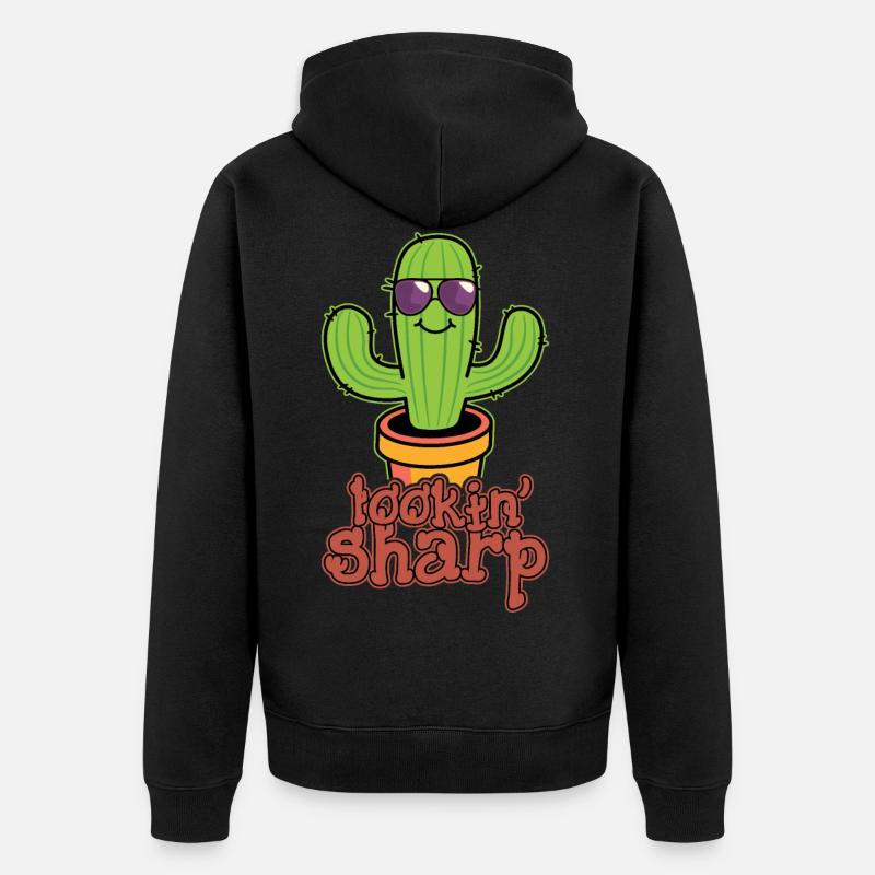 Kaktus Pflanze Looking Sharp - Unisex Premium Bio Zip Hoodie - Schwarz