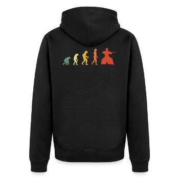 Rétro aikido Evolution - Veste à capuche bio Premium Unisexe - noir - Dos - Nico (187cm)