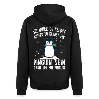 Pinguin Tier Südpol Antarktis Vögel Geschenk - Unisex Premium Bio Zip Hoodie - Schwarz - Hinten - Nico (187cm)