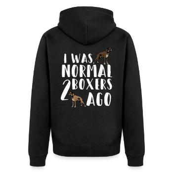 Boxer Dog Gifts - Unisex Premium Organic Zip Hoodie - black - Back - Nico (187cm)