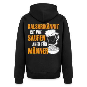Kalsarikännit Bier saufen für Männer - Unisex Premium Bio Zip Hoodie - Schwarz - Hinten - Nico (187cm)