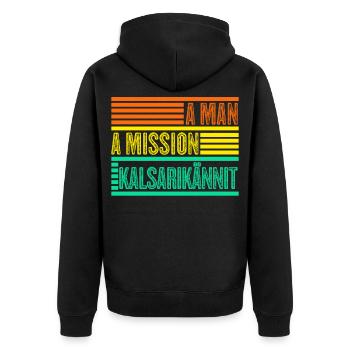 Kalsarikännit Retro - Unisex Premium Bio Zip Hoodie - Schwarz - Hinten - Nico (187cm)