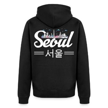 Kpop Seoul Korea Südkorea K-Pop Geschenk Spruch - Unisex Premium Bio Zip Hoodie - Schwarz - Hinten - Nico (187cm)