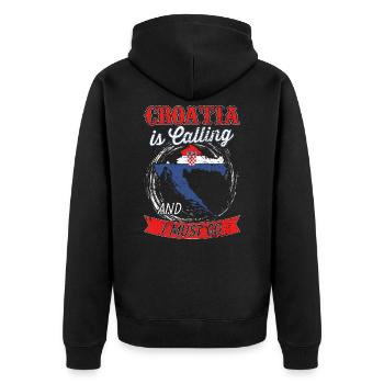 La Croatie appelle et je dois partir - Veste à capuche bio Premium Unisexe - noir - Dos - Nico (187cm)