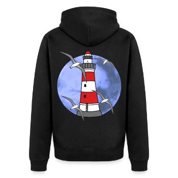 Northern Germany Lighthouse Nautical Maritim Seagull - Unisex Premium Organic Zip Hoodie - black - Back - Nico (187cm)