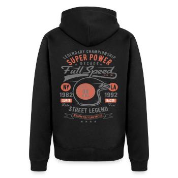 Legend Championship Motorrad Reiter Custom Motor - Unisex Premium Bio Zip Hoodie - Schwarz - Hinten - Nico (187cm)