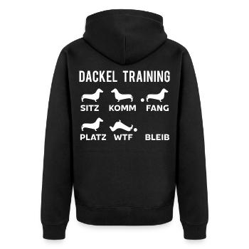 Dackel Training - Unisex Premium Bio Zip Hoodie - Schwarz - Hinten - Nico (187cm)