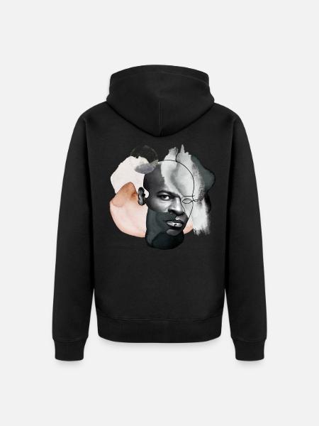männliches POC Portrait - Unisex Premium Bio Zip Hoodie - Schwarz