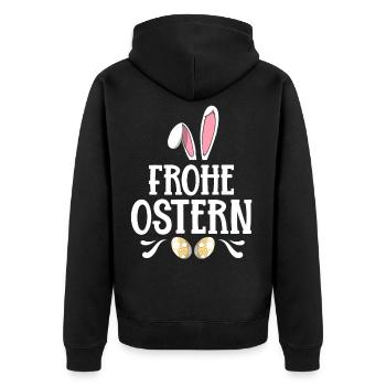 Frohe Ostern Osterhase Hase Osterfeuer Geschenk - Unisex Premium Bio Zip Hoodie - Schwarz - Hinten - Nico (187cm)