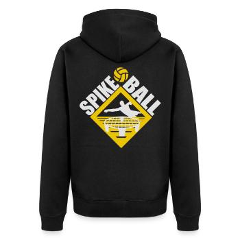 Spikeball Roundnet Rashball Slammo Slam - Unisex Premium Bio Zip Hoodie - Schwarz - Hinten - Nico (187cm)