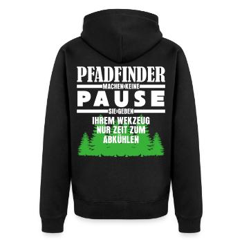 Rengaine scout - Pas de pause - Veste à capuche bio Premium Unisexe - noir - Dos - Nico (187cm)