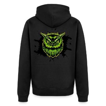 Hibou Owl Oiseau Animal Animal Nuit - Veste à capuche bio Premium Unisexe - noir - Dos - Nico (187cm)