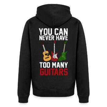 Too Many Guitars Electric Acoustic Guitar Player G - Unisex Premium Bio Zip Hoodie - Schwarz - Hinten - Nico (187cm)