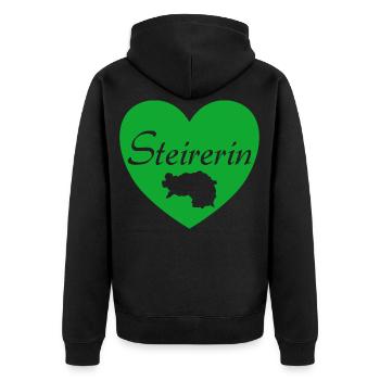 Steirerin Steiermark Österreich Geschenk - Unisex Premium Bio Zip Hoodie - Schwarz - Hinten - Nico (187cm)