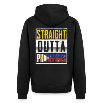 PHILIPPINEN - Unisex Premium Bio Zip Hoodie - Schwarz - Hinten - Nico (187cm)