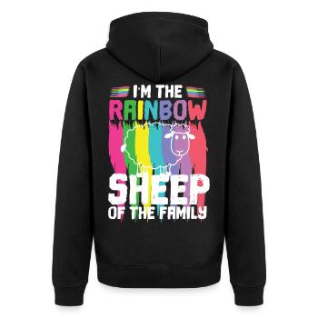 LGBTQ LGBT Regenbogen Schwul Gay Pride Lesbisch - Unisex Premium Bio Zip Hoodie - Schwarz - Hinten - Nico (187cm)