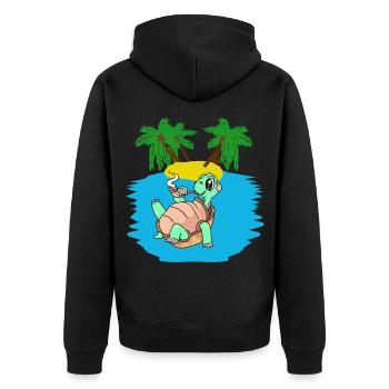 Tortue, Île, Jeune, Caraïbes, Mers du Sud, Été - Veste à capuche bio Premium Unisexe - noir - Dos - Nico (187cm)
