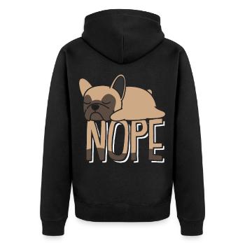 Nope Not Today Lazy Mood Sleepy Dog - Unisex Premium Organic Zip Hoodie - black - Back - Nico (187cm)