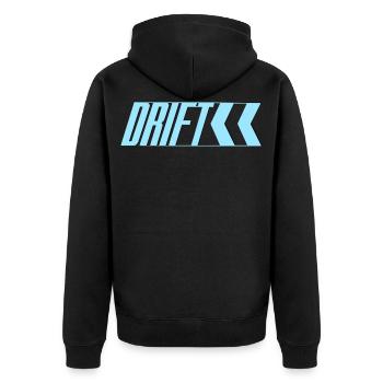 DRIFT - Unisex Premium Organic Zip Hoodie - black - Back - Nico (187cm)