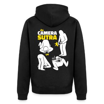 Camera Surtra CamerasUtra Photographer Gift - Unisex Premium Organic Zip Hoodie - black - Back - Nico (187cm)