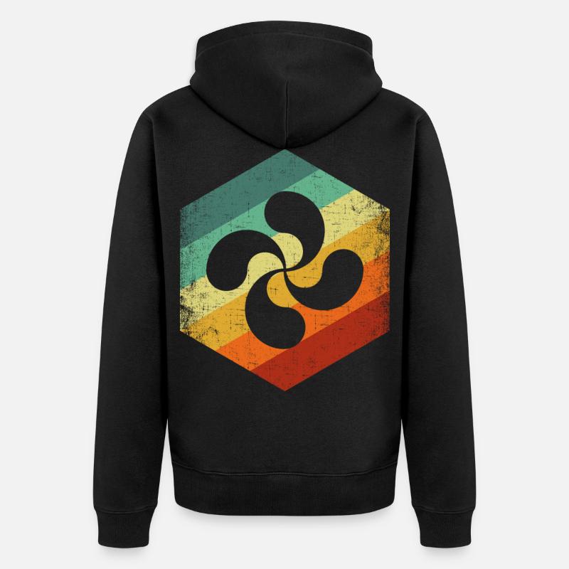 lauburu Retro, Euskal spain basque - Unisex Premium Bio Zip Hoodie - Schwarz