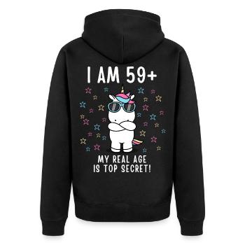 60. Geburtstag 60 Jahre Jahrgang 1961 - Unisex Premium Bio Zip Hoodie - Schwarz - Hinten - Nico (187cm)