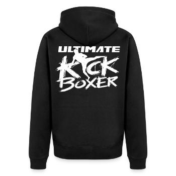Ultimativer Kickboxer Kickboxing Kickboxen - Unisex Premium Bio Zip Hoodie - Schwarz - Hinten - Nico (187cm)