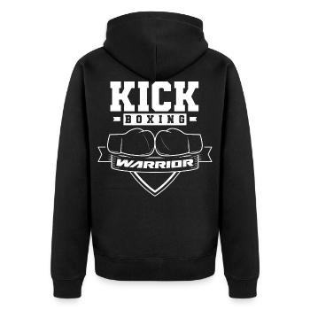 Kickboxen Krieger Kickboxer Kick Boxer Kickboxing - Unisex Premium Bio Zip Hoodie - Schwarz - Hinten - Nico (187cm)