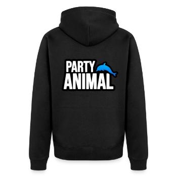 Animal, Tier, Party und Delfin - Unisex Premium Bio Zip Hoodie - Schwarz - Hinten - Nico (187cm)