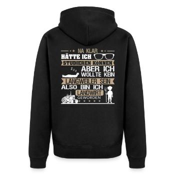 Landwirt Bauer Traktor Landwirtschaft Geschenk - Unisex Premium Bio Zip Hoodie - Schwarz - Hinten - Nico (187cm)