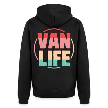 Van Life Minivan Camping Nation Cooles Wohnmobil B - Unisex Premium Bio Zip Hoodie - Schwarz - Hinten - Nico (187cm)