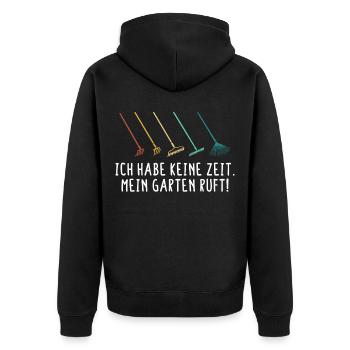 Mein Garten ruft - Hobbygärtner Gartenarbeit - Unisex Premium Bio Zip Hoodie - Schwarz - Hinten - Nico (187cm)