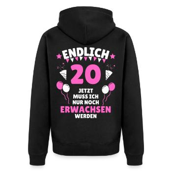 20. Geburtstag 20 Jahre Geschenk - Unisex Premium Bio Zip Hoodie - Schwarz - Hinten - Nico (187cm)
