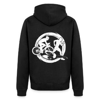 Triathlon - Unisex Premium Organic Zip Hoodie - black - Back - Nico (187cm)