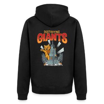 Destroying giant, a City-destroying monster cat - Unisex Premium Bio Zip Hoodie - Schwarz - Hinten - Nico (187cm)