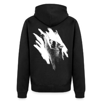 Waschbär Racoon Tier Geschenk Frettchen Marder - Unisex Premium Bio Zip Hoodie - Schwarz - Hinten - Nico (187cm)