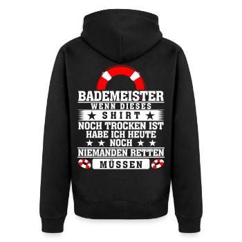 Bademeister Rettungsschwimmer - Unisex Premium Bio Zip Hoodie - Schwarz - Hinten - Nico (187cm)