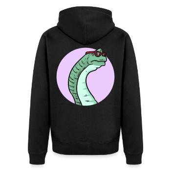 Dinosaurier Mit Sonnenbrille - Unisex Premium Bio Zip Hoodie - Schwarz - Hinten - Nico (187cm)