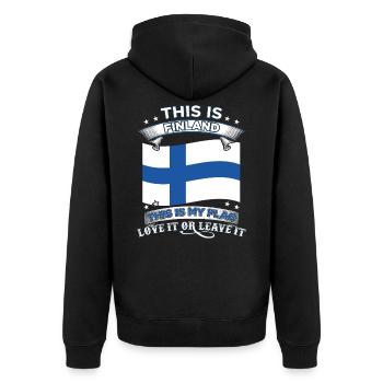 Finland - Unisex Premium Organic Zip Hoodie - black - Back - Nico (187cm)