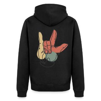 I Love You hand for sign language lovers - Unisex Premium Organic Zip Hoodie - black - Back - Nico (187cm)