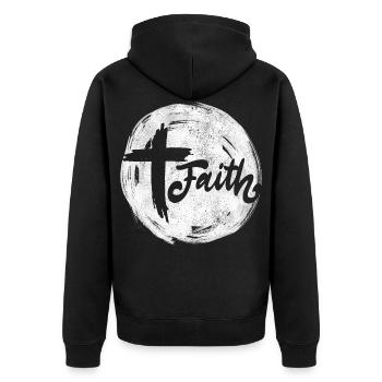 Faith - Unisex Premium Organic Zip Hoodie - black - Back - Nico (187cm)