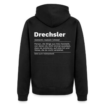 drechseln Drechsler Handwerk Definition - Unisex Premium Bio Zip Hoodie - Schwarz - Hinten - Nico (187cm)