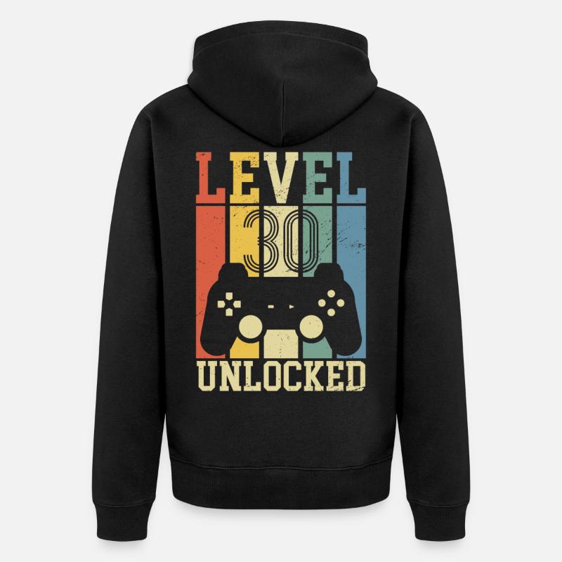 Niveau 30 Déverrouillé - Veste à capuche bio Premium Unisexe - noir