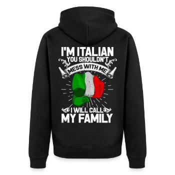 Italy - Unisex Premium Organic Zip Hoodie - black - Back - Nico (187cm)