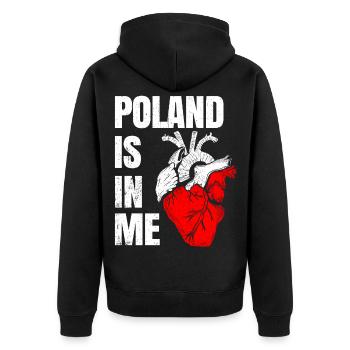 Poland - Unisex Premium Organic Zip Hoodie - black - Back - Nico (187cm)